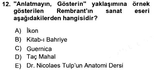 Görsel Kültür 2017-2018 Dönem Sonu Sınavı - 12. soru