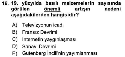 Görsel Kültür 2018-2019 Dönem Sonu Sınavı - 16. soru