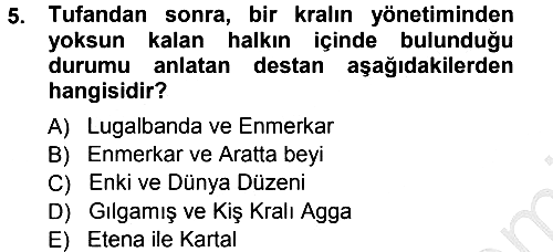 Mitoloji ve Din 2012-2013 Ara Sınav - 5. soru