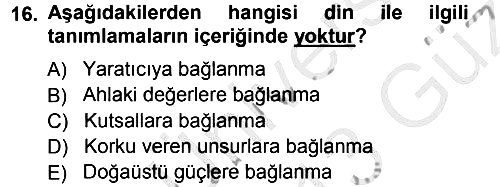 Mitoloji ve Din 2012-2013 Ara Sınav - 16. soru