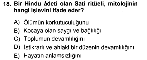 Mitoloji ve Din 2012-2013 Dönem Sonu Sınavı - 18. soru