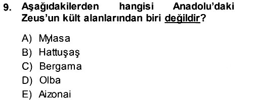 Mitoloji ve Din 2013-2014 Dönem Sonu Sınavı - 9. soru