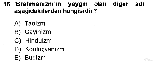 Mitoloji ve Din 2014-2015 Dönem Sonu Sınavı - 15. soru