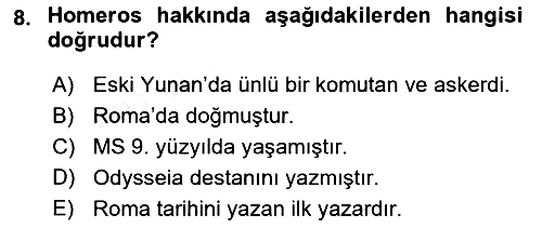 Mitoloji ve Din 2017-2018 Dönem Sonu Sınavı - 8. soru