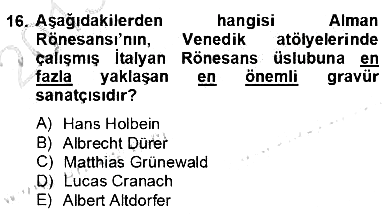 Sanat Tarihi 2013-2014 Dönem Sonu Sınavı - 16. soru