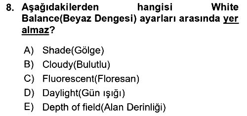 Sayısal Görüntüleme Teknolojileri 2023-2024 Dönem Sonu Sınavı - 8. soru