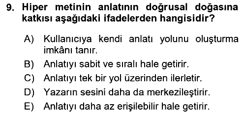Tasarımda Sıralı Anlatım ve Öykülendirme 2024-2025 Ara Sınav - 9. soru