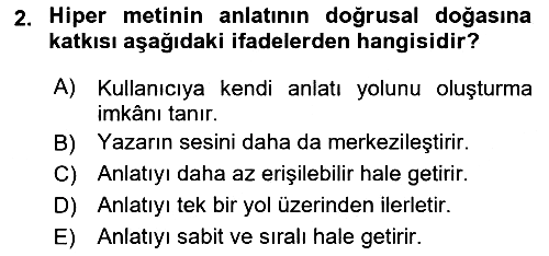 Tasarımda Sıralı Anlatım ve Öykülendirme 2025-2026 Yaz Okulu Sınavı - 2. soru