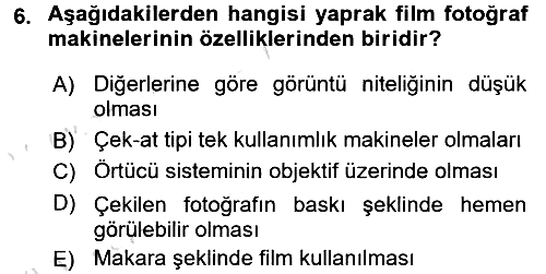Temel Fotoğrafçılık 2016-2017 Ara Sınav - 6. soru