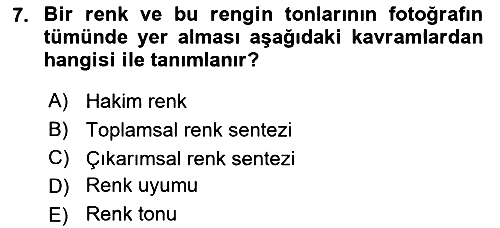 Temel Fotoğrafçılık 2024-2025 Ara Sınav - 7. soru