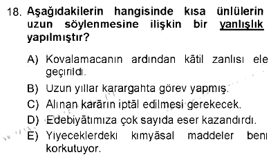 Türk Dili 1 2012-2013 Tek Ders Sınavı - 18. soru
