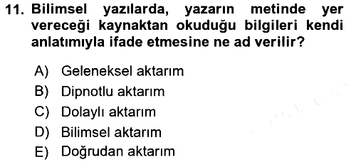 Türk Dili 2 2017-2018 Dönem Sonu Sınavı - 11. soru