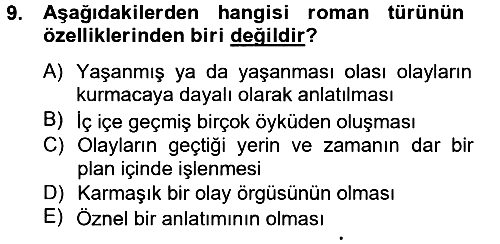 Türk Dili 2 2014-2015 Tek Ders Sınavı - 9. soru