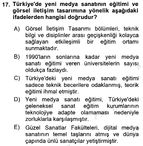 Yeni Medya Sanatı 2023-2024 Dönem Sonu Sınavı - 17. soru