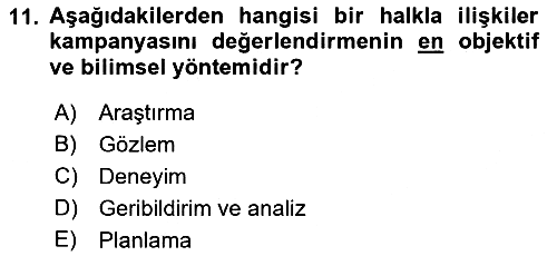 Dijital Halkla İlişkiler 2021-2022 Dönem Sonu Sınavı - 11. soru