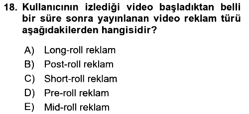 Dijital İçerik Pazarlaması 2025-2026 Ara Sınav - 18. soru