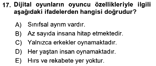 Dijital Medya ve Tüketici 2021-2022 Dönem Sonu Sınavı - 17. soru