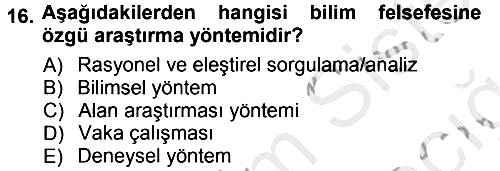 Felsefe 2012-2013 Ara Sınav - 16. soru