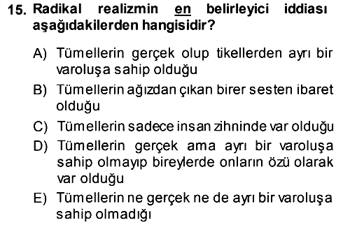 Felsefe 2013-2014 Ara Sınav - 15. soru