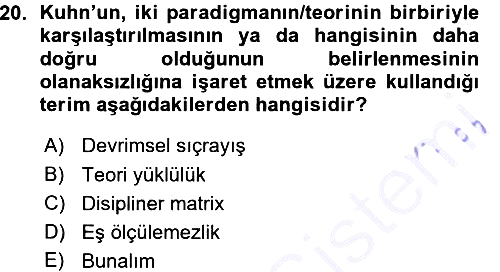 Felsefe 2015-2016 Ara Sınav - 20. soru