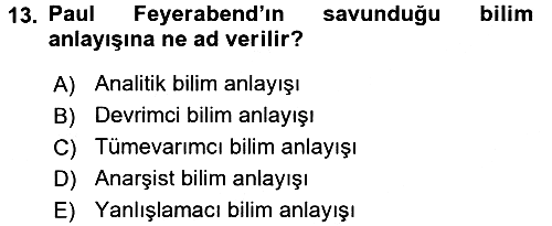 Felsefe 2016-2017 Ara Sınav - 13. soru