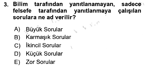 Felsefe 2021-2022 Ara Sınav - 3. soru