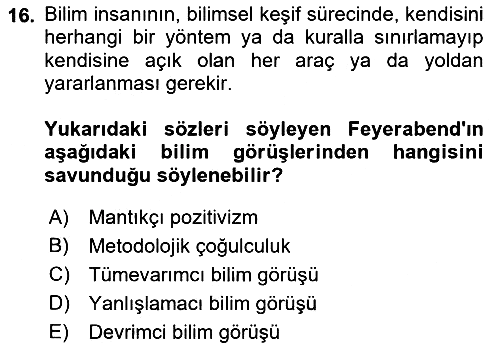 Felsefe 2023-2024 Ara Sınav - 16. soru