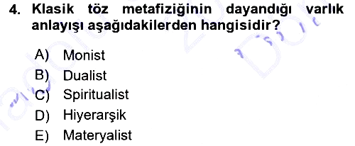 Felsefe 2015-2016 Dönem Sonu Sınavı - 4. soru