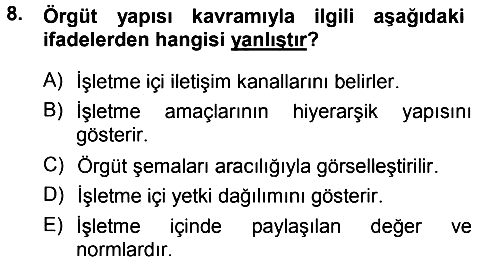Genel İşletme 2012-2013 Ara Sınav - 8. soru