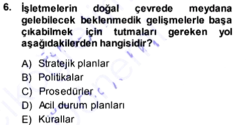 Genel İşletme 2013-2014 Ara Sınav - 6. soru
