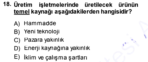 Genel İşletme 2013-2014 Ara Sınav - 18. soru