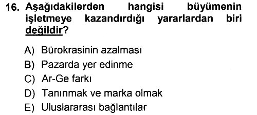 Genel İşletme 2014-2015 Ara Sınav - 16. soru