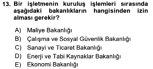 Genel İşletme 2016-2017 Ara Sınav - 13. soru