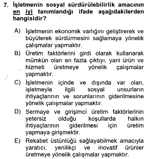 Genel İşletme 2017-2018 Ara Sınav - 7. soru