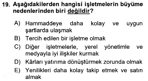 Genel İşletme 2018-2019 Ara Sınav - 19. soru