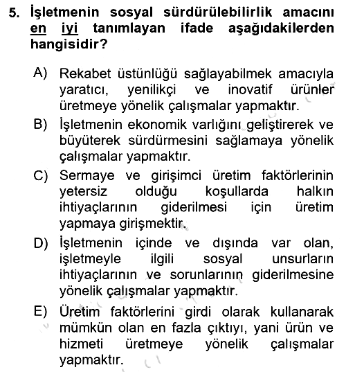 Genel İşletme 2019-2020 Ara Sınav - 5. soru
