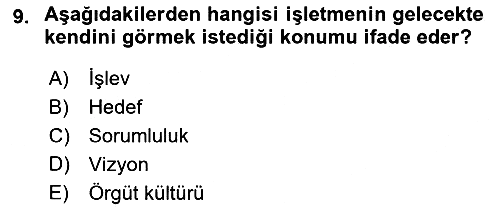Genel İşletme 2019-2020 Ara Sınav - 9. soru
