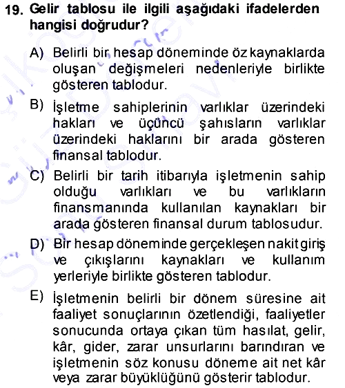 Genel İşletme 2013-2014 Dönem Sonu Sınavı - 19. soru