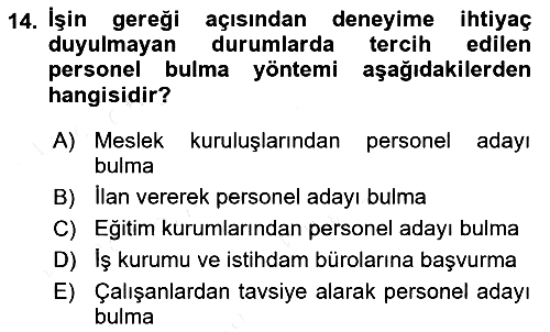 Genel İşletme 2018-2019 Dönem Sonu Sınavı - 14. soru