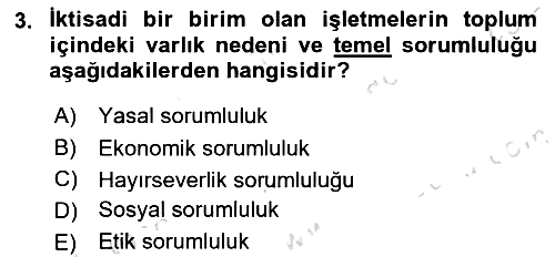 Genel İşletme 2019-2020 Dönem Sonu Sınavı - 3. soru