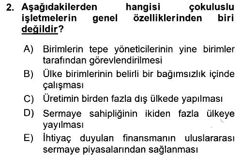Genel İşletme 2022-2023 Dönem Sonu Sınavı - 2. soru