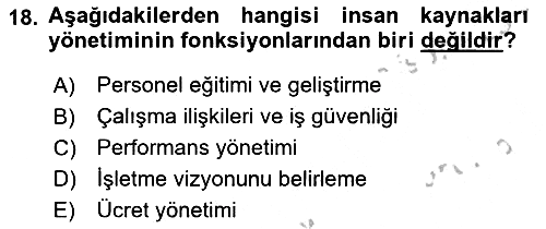 Genel İşletme 2018-2019 Yaz Okulu Sınavı - 18. soru