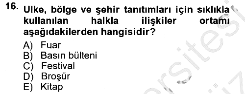 Halkla İlişkiler 2012-2013 Ara Sınav - 16. soru