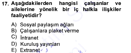 Halkla İlişkiler 2014-2015 Ara Sınav - 17. soru