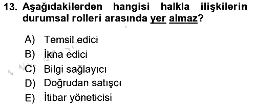 Halkla İlişkiler 2016-2017 Ara Sınav - 13. soru