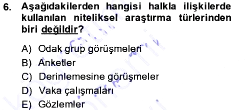 Halkla İlişkiler 2013-2014 Dönem Sonu Sınavı - 6. soru
