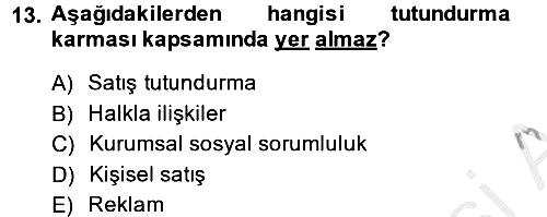 Halkla İlişkiler 2014-2015 Dönem Sonu Sınavı - 13. soru