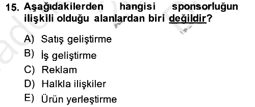 Halkla İlişkiler 2014-2015 Dönem Sonu Sınavı - 15. soru