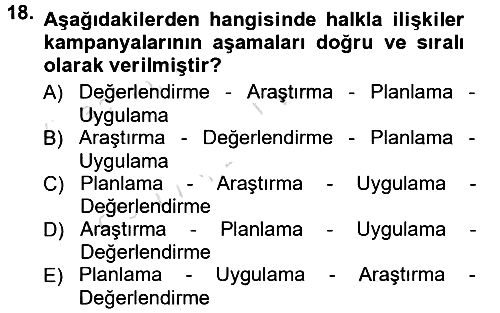 Halkla İlişkiler 2013-2014 Tek Ders Sınavı - 18. soru