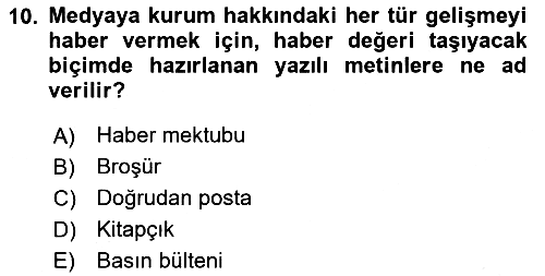 Halkla İlişkiler 2023-2024 Yaz Okulu Sınavı - 10. soru